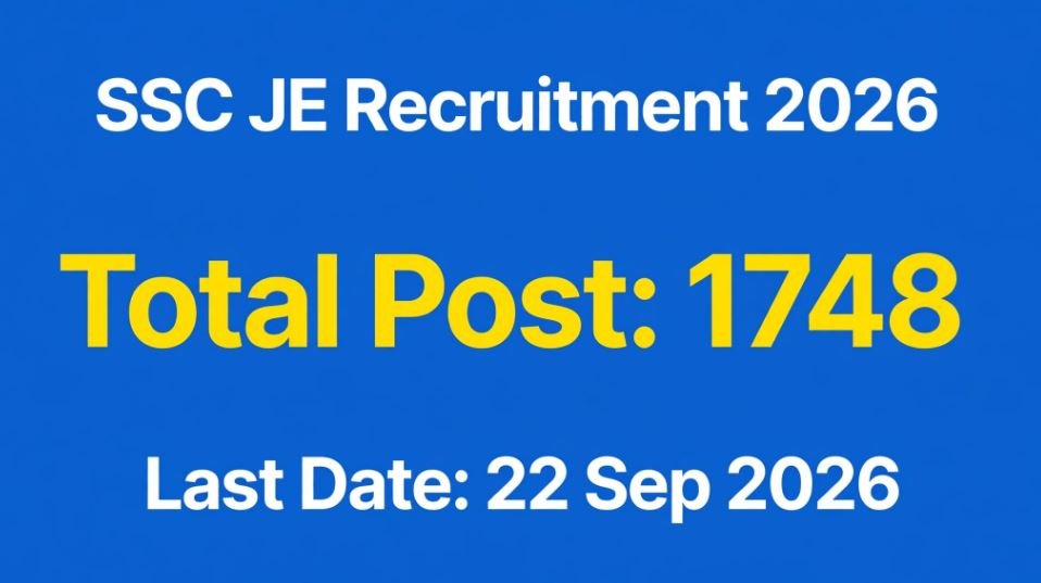 SSC JE Recruitment 2026 1748 Posts